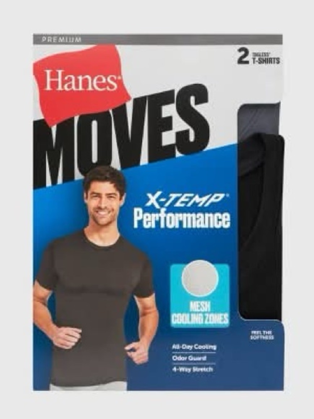 Hanes Moves X-Temp Performance men's crewneck t-shirts / large
